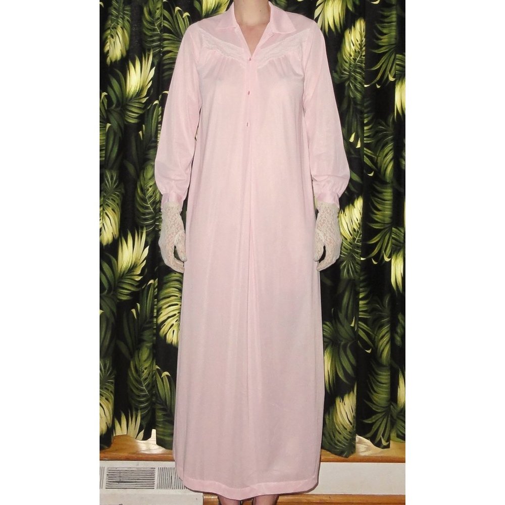 Vintage Pink Pinehurst Lingerie Nightgown S lace pinup retro sleepwear boudoir